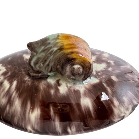 Vintage Jasba Keramik Drip Glaze Ceramic Dish Lid Mark Germany 31 Brown Green - Picture 6 of 16